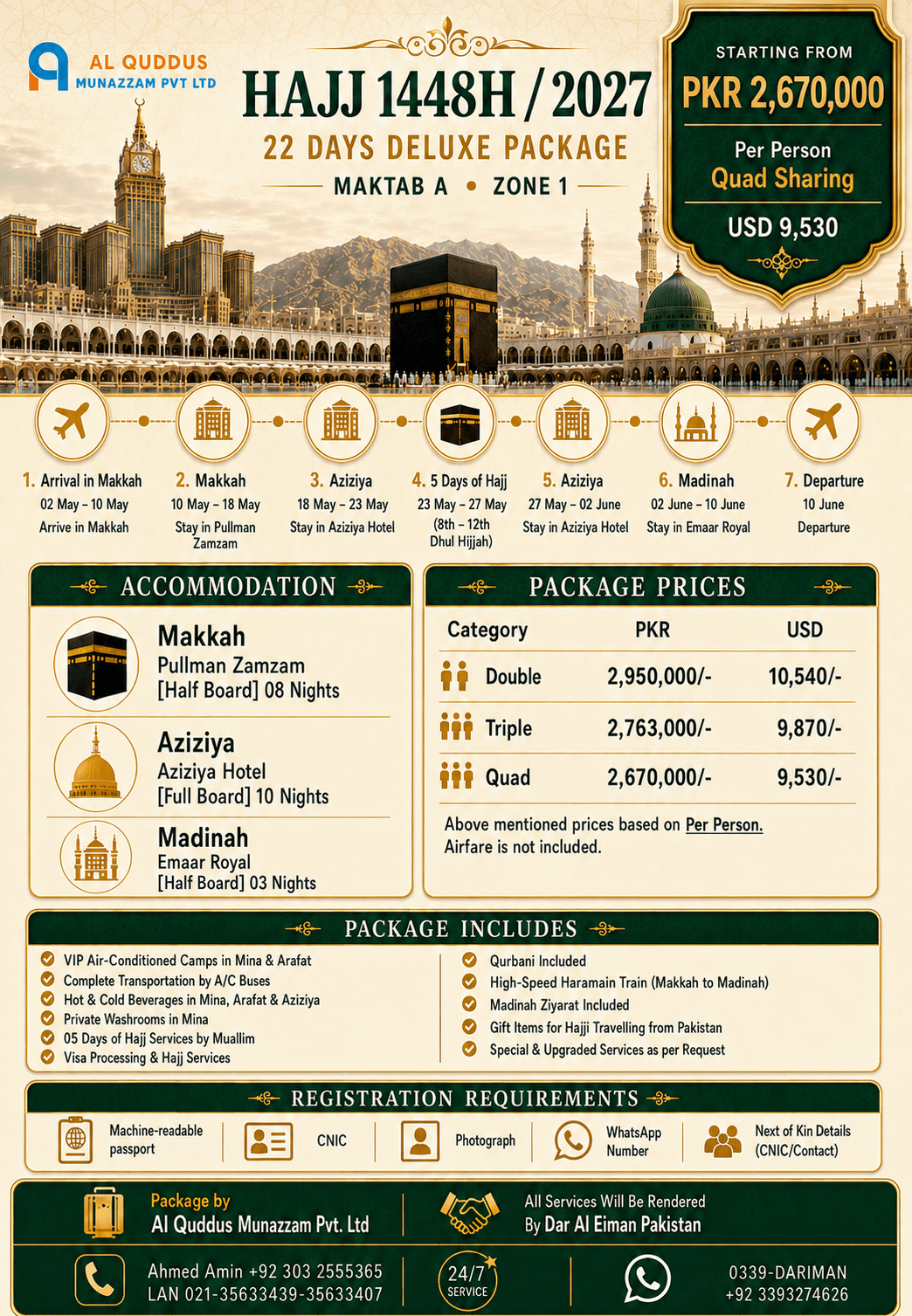 22 Days Deluxe Hajj Package 2027